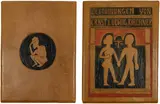 Ernst Ludwig Kirchner, Zwei geschnitzte Buchdeckel (Vorder- und Rückdeckel) zur Publikation: Will Grohmann, Zeichnungen von Ernst Ludwig Kirchner, Circa 1925, Carving in wood, painted