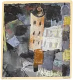 Paul Klee, Vorstadt, 1914 - work number 1914.170, Watercolour and tempera on chalk ground on paper, laid down on cardboard