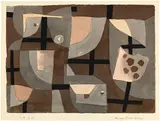 Paul Klee, Schwarze Fenster-Kreuze, 1938 - work number 1938.98 (G 18), Watercolour and pencil on paper monted on cardboard
