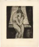 Edvard Munch, The Kiss - Der Kuss, 1895, Etching, drypoint and burnished steel mounted on paper with watermark "JMG"