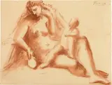 Pablo Picasso, Femme et l'enfant, 1922, Red chalk drawing on wove paper