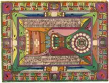 Adolf Wölfli, Erklärung hiesiges Bild: Durch allerlei Zierathen verdeckt, zeigt einen ganz kleinen Theil, der respektablen Felsen-Wand-Festung Namuhr an der Südseite des belgischen Z., 1926, Colour chalks and pencil on wove paper