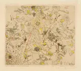James Ensor, Diables rossant anges et archanges, 1888, Etching, coloured, on imitation Japan