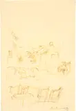 Alberto Giacometti, Vue du carrefour de la rue Didot et d'Alesia, 1956, Drawing in pen in sepia