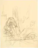 Alberto Giacometti, Olivier Larronde à son bureau, 1958, Pencil drawing with rubber on wove paper