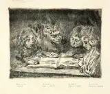 Giovanni Giacometti, Alberto, Diego, Ottilia und Bruno beim Lesen, Around 1912, Etching