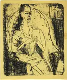 Ernst Ludwig Kirchner, Fanny im Lehnstuhl - Fanny Wocke, 1916, Lithograph