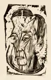 Kopf Dichter Leonhard Frank I by Ernst Ludwig Kirchner, 1917, Woodcut on firm wove paper, offered Sep 2024