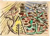 Fernand Léger, Le toit - L'arbre vert et la maison jaune, 1950, Gouache and India ink on wove paper with watermark