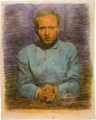 Otto Meyer-Amden, Portät eines jungen Mannes (wohl Willi Baumeister), 1912/1913, Chalk, charcoal and pencil on firm wove paper
