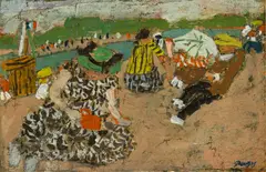 Ivan Puni, Plage à Cannes, 1948/1949, Oil on canvas, mounted on Pavatex
