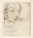 Egon Schiele, Selbstbildnis, Before 8 May 1914, printed in 1922, Drypoint on strong, yellowish copperplate paper