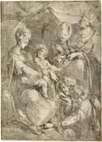 Jacques Bellange, Die Heilige Familie mit Maria Magdalena und St. Anna, Circa 1610-1611, Etching and engraving on laid paper