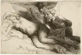 Jupiter und Antiope: Grosse Platte - Jupiter and Antiope: The Larger Plate by Rembrandt Harmensz van Rijn, 1659, Etching, engraving and drypoint on laid paper, offered Sep 2024