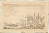 Jan van Goyen, Grosse Klosterkirche, links Strasse mit Staffage