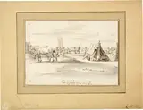 Josua de Grave, Feldlager bei Löwen, 26 June 1674, 7 o'clock in the morning, Pen and ink in bister, with grey brush wash, on laid paper