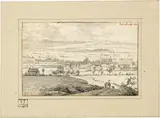 Josua de Grave, Landschaft bei Maastricht mit einem kleinen Dorf, 1670, Brush and pen in grey ink with traces of a chalk preparatory drawing on laid paper