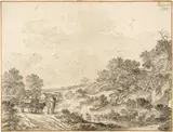 Pieter Molijn, Drei Wagen auf einer Landstrasse, 1654, Black chalk on laid paper