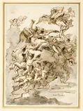 Giovanni Domenico Tiepolo, Eine auf Wolken fliegende Engelschar