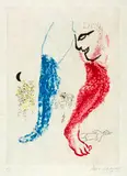 Marc Chagall, Blatt 10 aus "De mauvais Sujets", 1958, Colour etching on japon nacré