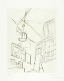 Alberto Giacometti, Vision depuis le lit dans la chambre rue Hippolyte Maindron, 1965, Etching on wove paper with watermark "Rives"