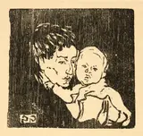 Giovanni Giacometti, Mutter und Kind I - Annetta und Bruno, 1908, printed 1920/1921, Woodcut