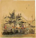 Arthur Grimm, Jahrmarkt, 1917, Pencil, pastel chalk, ink, gouache and watercolour on wove paper