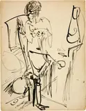 Stehender weiblicher Akt by Ernst Ludwig Kirchner, Around 1914, Pen and ink drawing on cardboard, offered Sep 2024