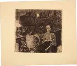 Käthe Kollwitz, Junges Paar. - Junges Paar, 1904 (?), (edition 1921), Line etching, emery, reservage and vernis mou with fabric print through