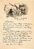 Jean-Jacques Lüscher, Handschriftlicher Brief mit Zeichnung Grotto in Castelrotto, 16398, Pen and ink on writing paper