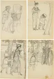 Alfred Marxer, Sammelnummer von 8 Sonntagnachmittags-Idyllen, Paris, 1914, Pencil drawing on wove paper