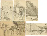 Alfred Marxer, Sammelnummer 5 Ansichten von Faido und Umgebung, Around 1915, Pencil drawing on wove paper