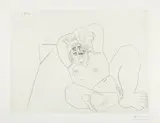Pablo Picasso, Femme au grand nez, en raccourci, sur lit, Mougins, 1 June 1971, Etching on wove paper