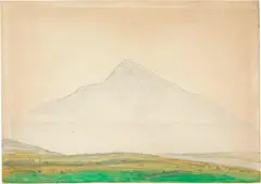 Albert Trachsel, Berg mit Wolkenband, Around 1910, Watercolour over pencil on wove paper, mounted on cardboard support