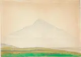 Albert Trachsel, Berg mit Wolkenband, Around 1910, Watercolour over pencil on wove paper, mounted on cardboard support