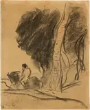 Jean-Baptiste Camille Corot, Cavalier passant dans un chemin creux au pied d'un arbre