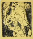 Ernst Ludwig Kirchner, Fanny im Lehnstuhl - Fanny Wocke, 1916, Lithograph