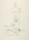 Alberto Giacometti, La Mère de l'artiste lisant sous la lampe à Stampa II, 1963, published 1964, Lithograph