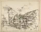 Alberto Giacometti, Le Lac de Sils et le Piz Corvatsch depuis la maison des Giacometti à Maloja, 1957, edition 1958, Lithograph