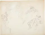 Ferdinand Hodler, Studien von gepanzerten Kriegern zu "Rückzug von Marignano", 1897-1898, Drawing in pencil, heightened with white