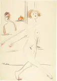 Ernst Ludwig Kirchner, Nackte Tänzerin, 1927-1930, Black pencil, watercolour