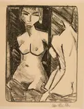Otto Mueller, Mädchenakt vor dem Spiegel, 1924, Lithograph