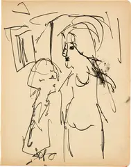 Albert Müller, Skizzenbuch, Circa 1924, Oilcloth booklet (Fischer-Memmel, Eisengasse 5, Basel) and loose sheets