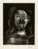 Jacqueline aux cheveux flous, en buste by Pablo Picasso, Mougins, 12 February 1962, Linocut, offered Jun 2023