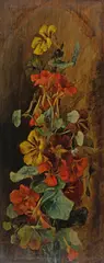 Giovanni Segantini, Blumenstudie (Kapuzinerkresse), Circa 1880, Oil on cherry wood