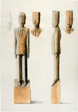 Markus Raetz, Steinmann, 1977, Pencil, oil pastel and diluted Indian ink