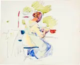 Cuno Amiet, Frau am Rüsten, 1917, Watercolour over pencil drawing