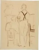 Cuno Amiet, Lehrer mit Schüler, Around 1920, Chalk drawing