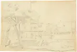 Albert Anker, Schulhausplatz von Ins, Around 1879, Pencil drawing