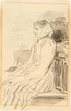 Albert Anker, Sitzende Bäuerin, Pencil drawing
